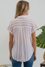 Load image into Gallery viewer, Plus Size Striped Roll Sleeve Top
