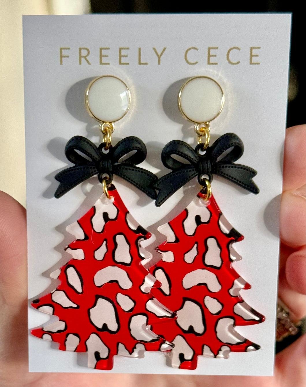 Red Leopard Tree Earrings