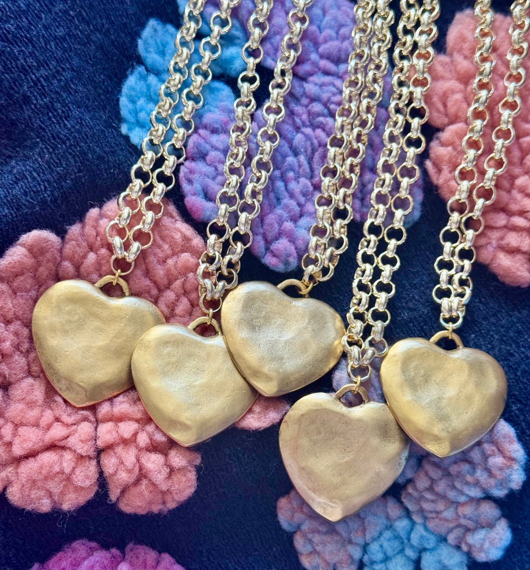 Jumbo Heart Gold Necklace