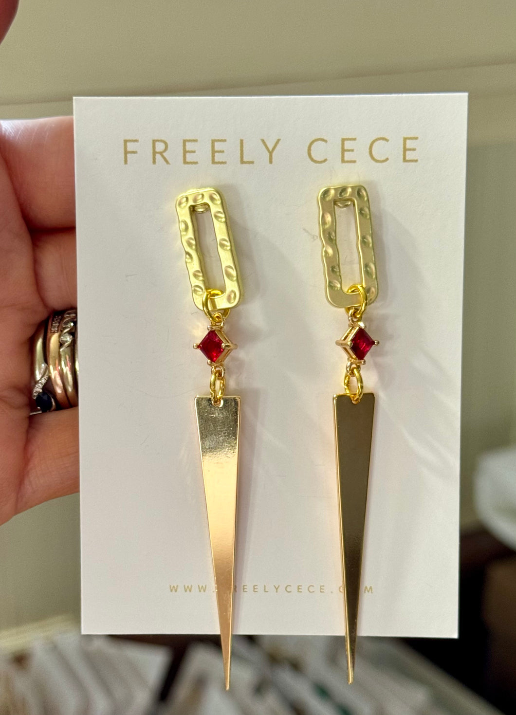 Red Spike Earrings