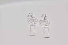 Load image into Gallery viewer, Silver Rose &amp; Bar Dangles
