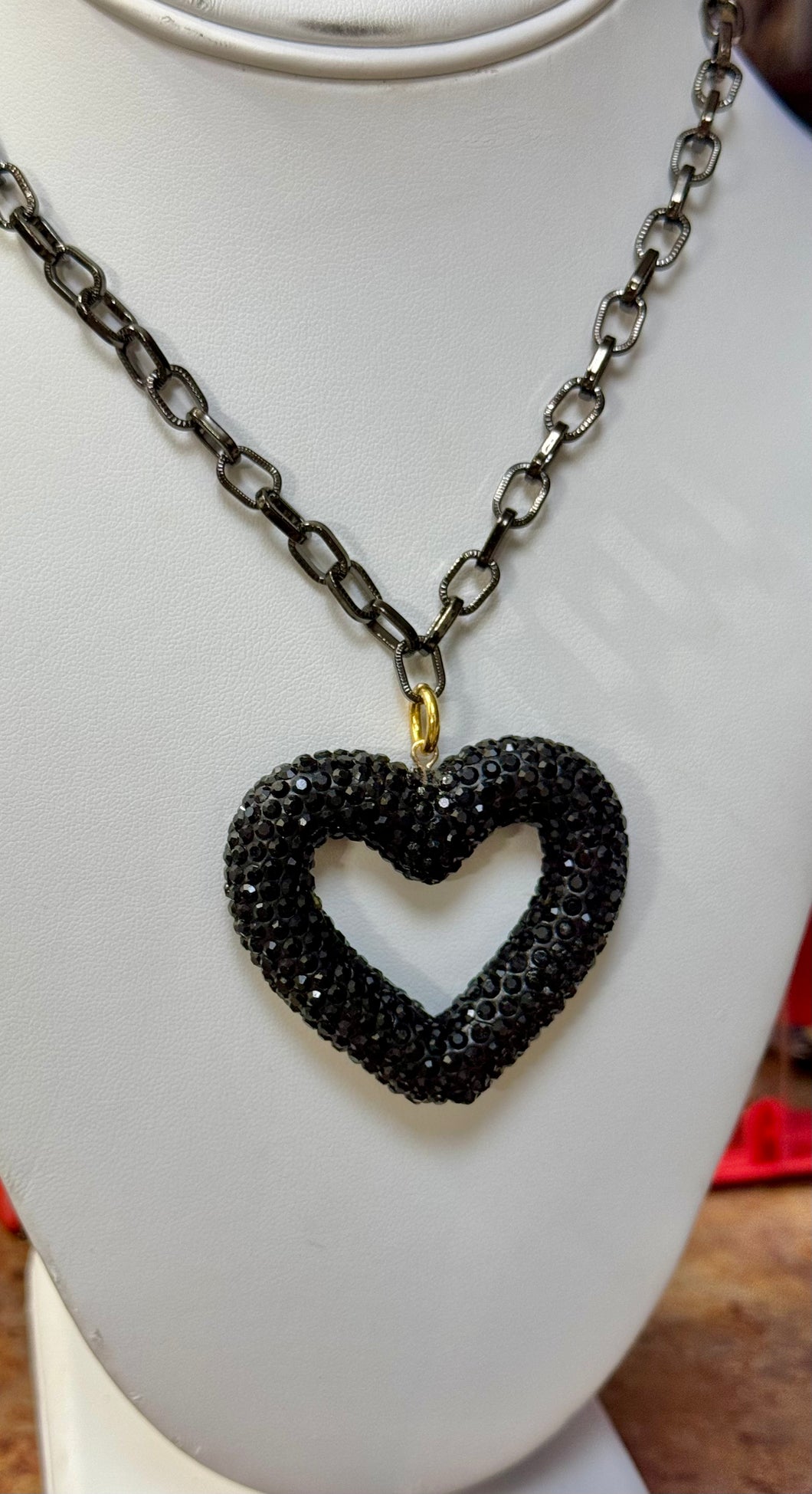 Statement Rhinestone Heart Necklace