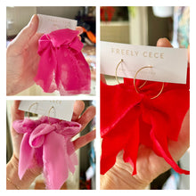 Load image into Gallery viewer, Hand tied Ribbon Bow Earrings
