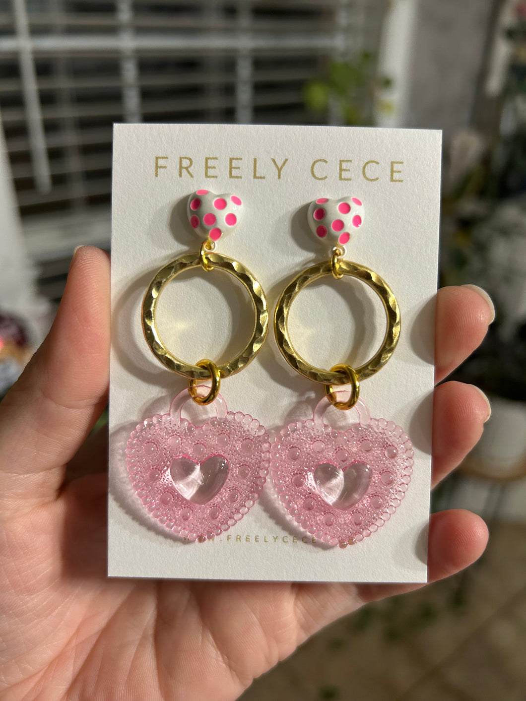 Light Pink Heart Lock Earrings