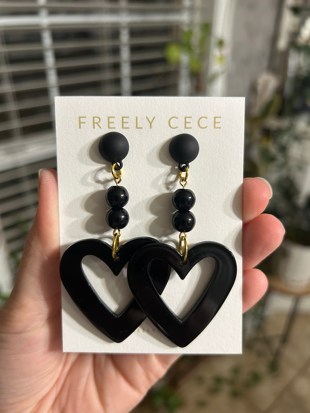 All Black Heart Earrings