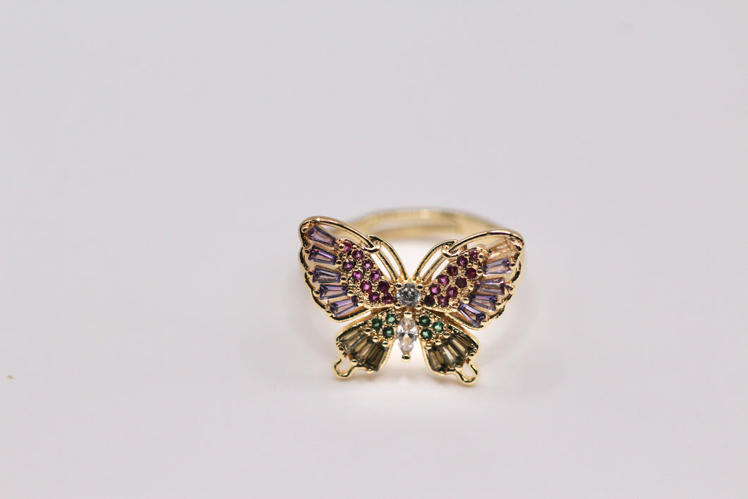 Multicolor Adjustable Butterfly Ring