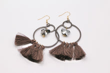 Load image into Gallery viewer, Gunmetal Butterfly Tassel Earrings
