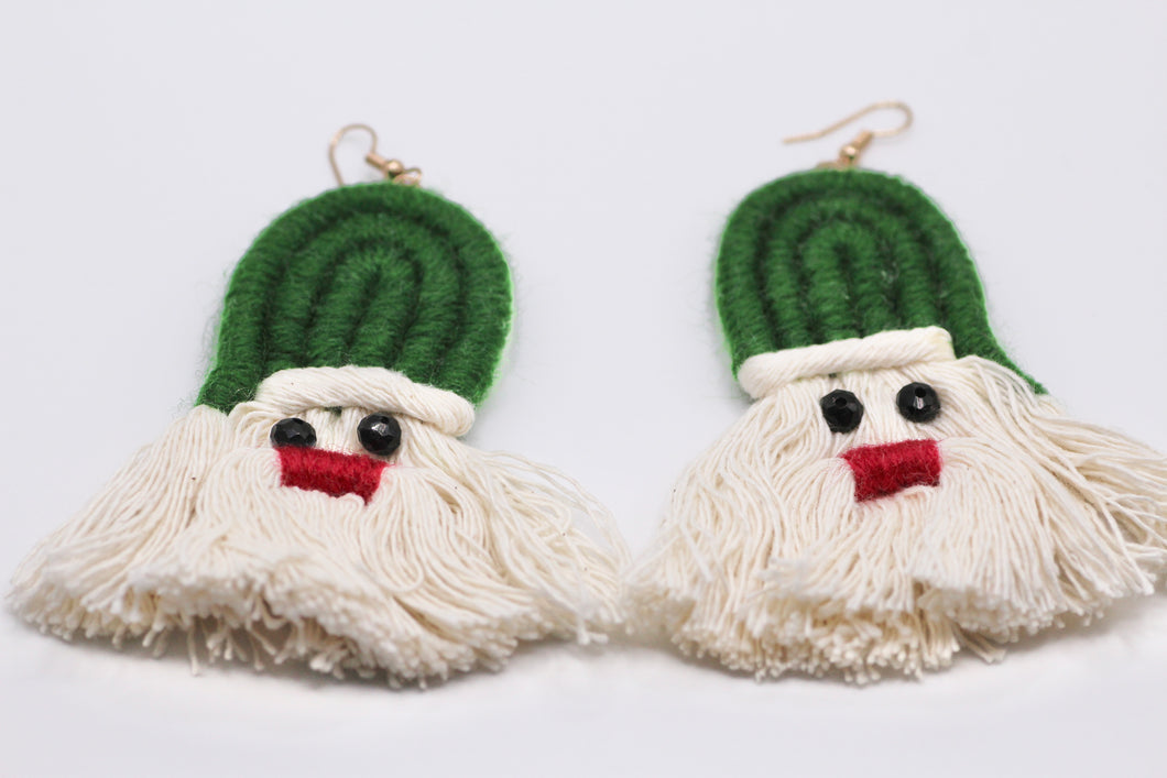 Woven Tassel Santa Earrings
