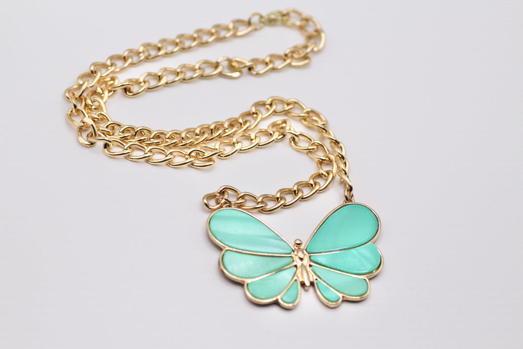 Turquoise Large Butterfly Pendant Necklace