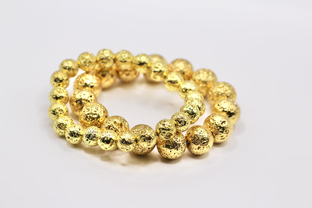 Gold Lava Bead Bracelet