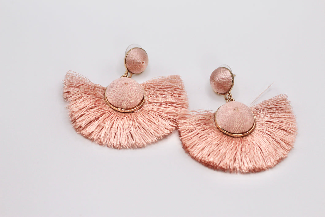 Light Pink Tassel Dangle Earrings